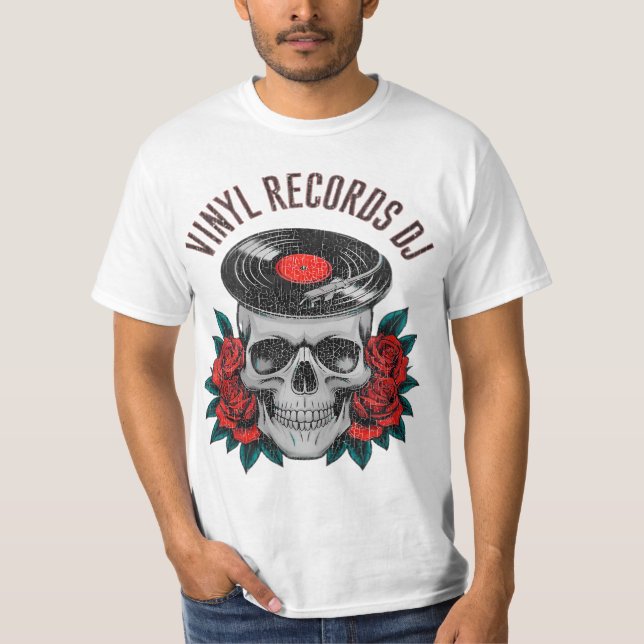 skull rocker head record player T-Shirt (Vorderseite)