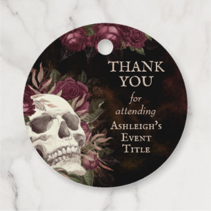 Skull Rose Burgundy Black Grunge DANK DANK SIE GÜN Geschenkanhänger
