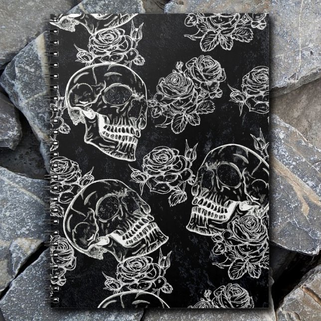 Skull Rose Chalk | Funky Gothic Grunge Lyric Gedic Notizblock (Von Creator hochgeladen)