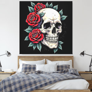 Skull Rose Tattoo Art Leinwanddruck