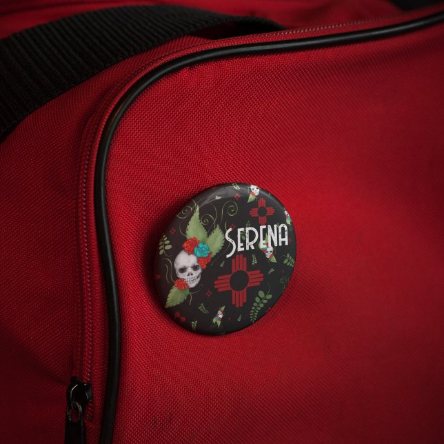 Skull Rose Zia Sun Greenerity Black New Mexico Button (Von Creator hochgeladen)