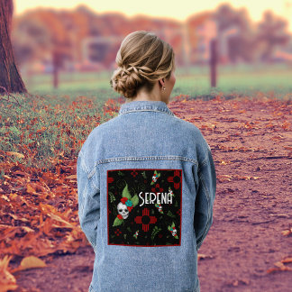 Skull Rose Zia Sun Greenerity Black New Mexico Jeansjacke