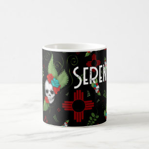 Skull Rose Zia Sun Greenerity Black New Mexico Kaffeetasse