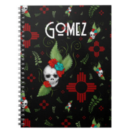 Skull Rose Zia Sun Greenerity Black New Mexico Notizblock