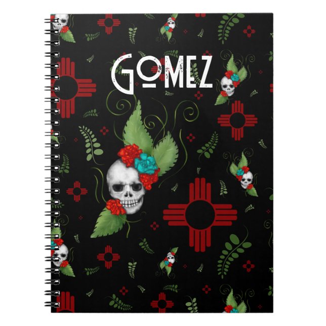 Skull Rose Zia Sun Greenerity Black New Mexico Notizblock (Vorderseite)