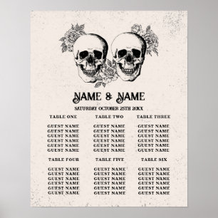 Skull Rote Rose Plan Hochzeitsposter Sitzplätze Poster