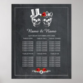Skull Rote Rose Plan Hochzeitsposter Sitzplätze Poster