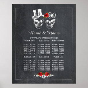 Skull Rote Rose Plan Hochzeitsposter Sitzplätze Poster