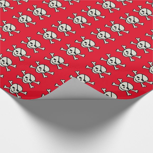 Skull - rotes glänzendes Papier, 30" x 15' Geschenkpapier (Ecke)