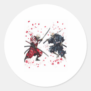 Skull Samurai Duel Runder Aufkleber