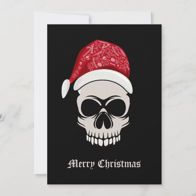 Skull Santa Merry Weihnachtskarte Feiertagskarte (Vorderseite)