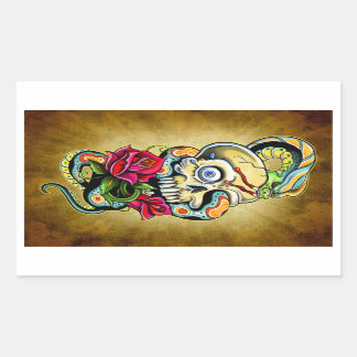 Skull Schlange Rose Design Rechteckiger Aufkleber