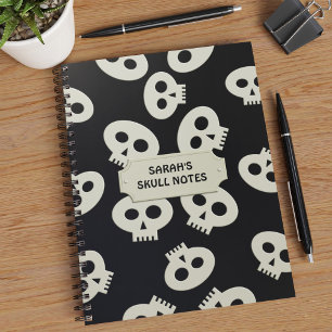 Skull School Notes Black Personalisiertes Notebook Notizblock
