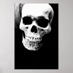 Skull Schwarz-weiß Fantasy Metal Rock Poster