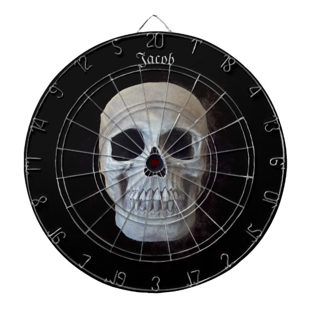 Skull Schwarz-Weiß-Gotik Trendy Art Design Dartscheibe (vorne)