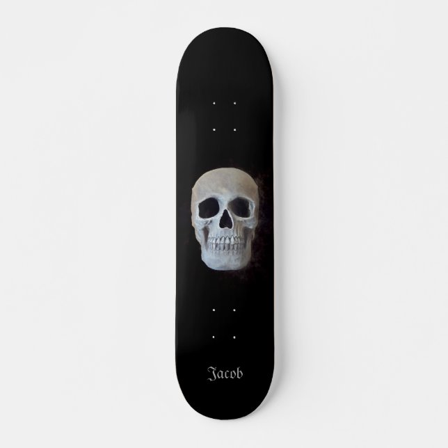 Skull Schwarz-Weiß-Gotik Trendy Art Design Skateboard (Vorne)