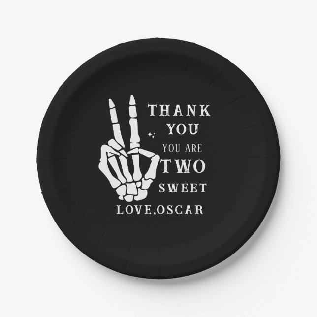 Skull Skeleton Bad to the Bone 2nd Birthday  Pappteller (Vorderseite)