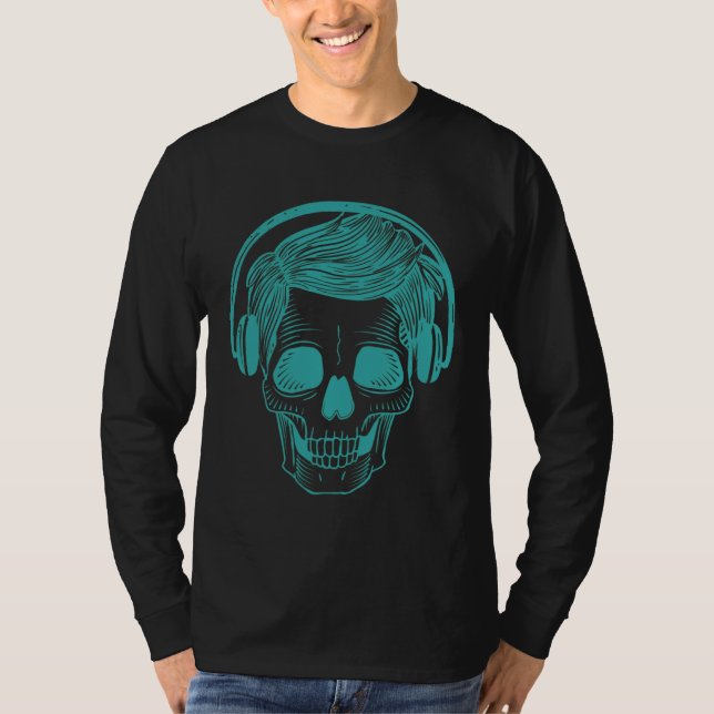 Skull Skeleton Headphones Music Musician T-Shirt (Vorderseite)