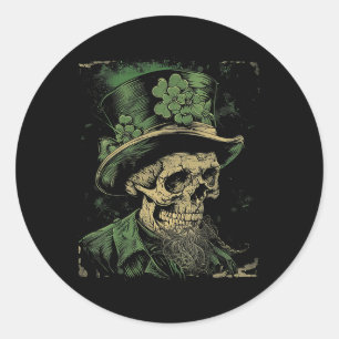 Skull Skeleton - Leprechaun St. Patrick's Day Sain Runder Aufkleber