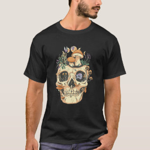 Skull Skull Heads Aesthetic Art Gothic Mushrooms T-Shirt