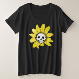 Skull Sonnenblumen Print - Alle Stile Männer/Fraue Große Größe T-Shirt
