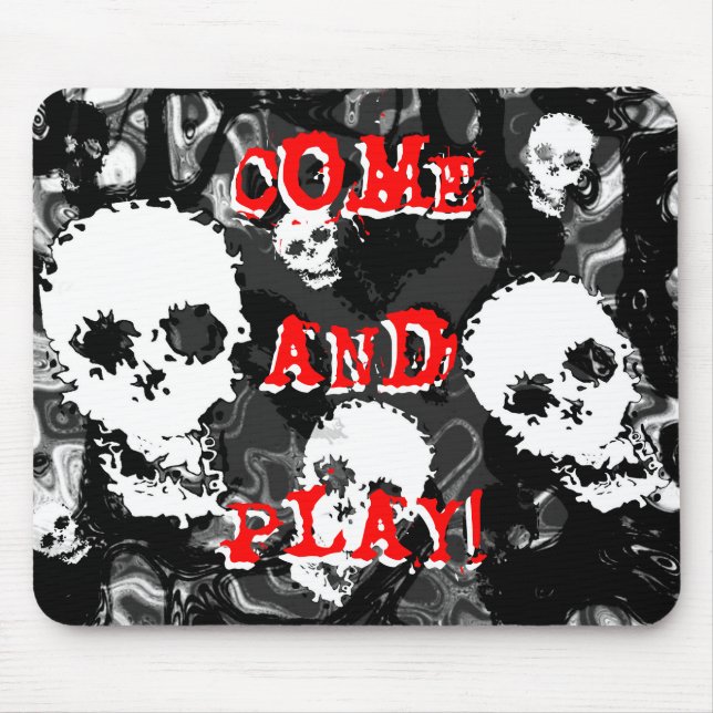 Skull Specters B&W 'Come and Play' Mousepad (Vorne)