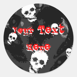 Skull Specters B&W 'Dein Text' Aufkleber