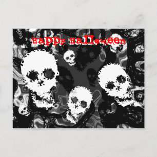 Skull Specters b&W red 'Happy Halloween' Postkarte