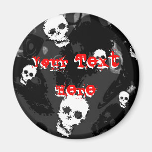 Skull Specters B&W red 'Your Text' Kühlschrankmagn Magnet