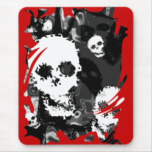 Skull Specters B&W Swirl Mousepad (roter Hintergru