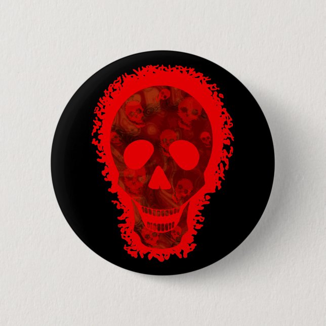 Skull Specters Großer Schädelroter Knopf Button (Vorderseite)