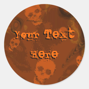 Skull-Specters Orange-Aufkleber "Dein Text" Runder Aufkleber