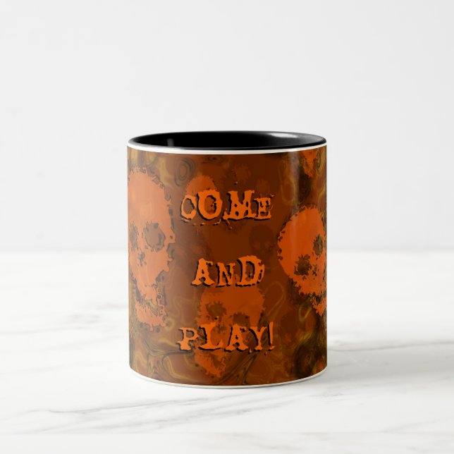 Skull Specters Orange 'Come and Play' Tasse (Mittel)