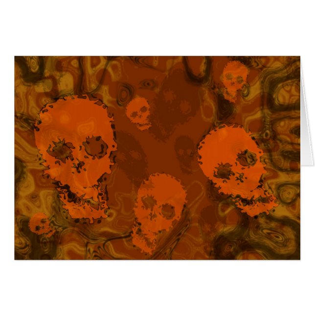Skull Specters Orange Grüße Karte (Vorderseite (Horizontal))