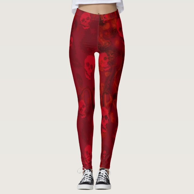 Skull Specters Rote Leggings (Vorderseite)
