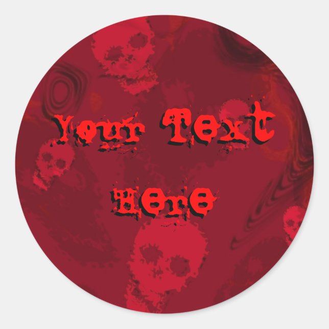 Skull-Specters Roter Aufkleber "Dein Text" (Vorderseite)