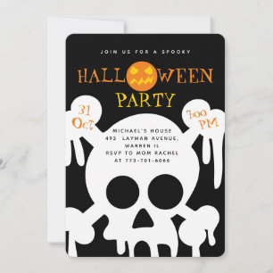 Skull Spooky Halloween Kids Party Einladung