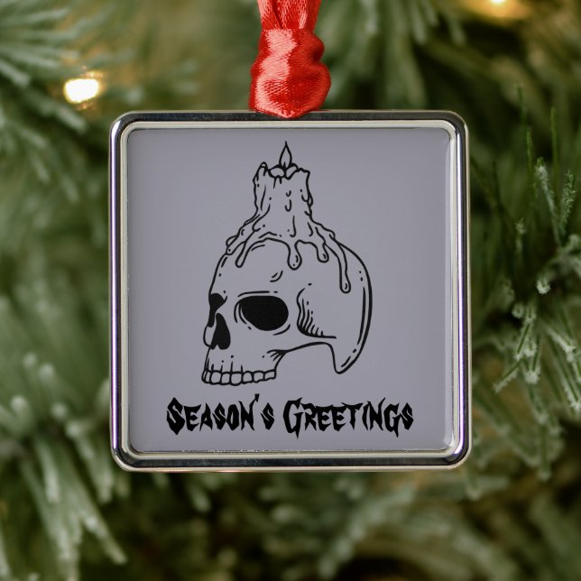 Skull Spooky Horror Gothic Ornament Aus Metall (Baum)