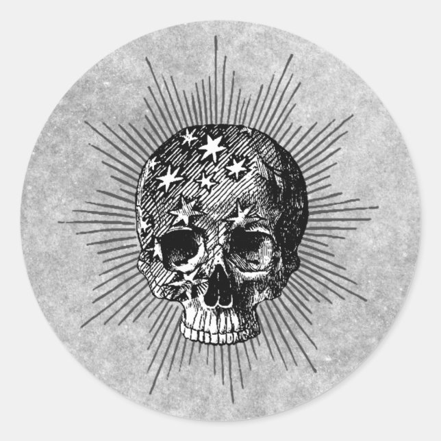 Skull & Stars I Runder Aufkleber (Vorderseite)