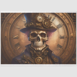 Skull Steampunk with clock tissue paper v3 Seidenpapier