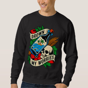 Skull & Sunset Tropical Tattoo Einzigartige Gesc Sweatshirt