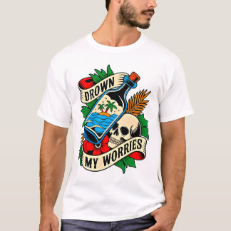 Skull & Sunset Tropical Tattoo | Einzigartige Gesc T-Shirt