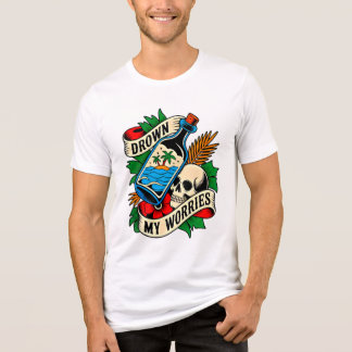 Skull & Sunset Tropical Tattoo | Einzigartige Gesc Tri-Blend Shirt