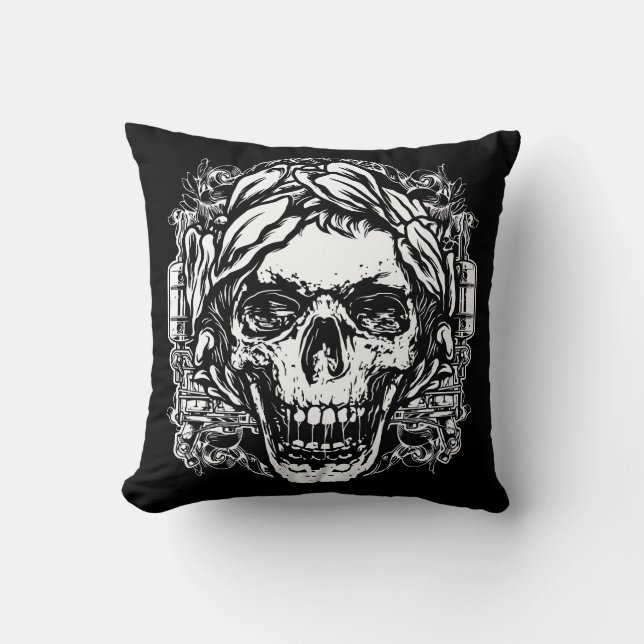 Skull Tattoo Illustration Kissen (Vorderseite)