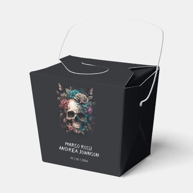 Skull Tattoo Rock and Roll Gothic Wedding Geschenkschachtel (Vorderseite)