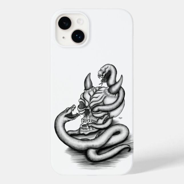 Skull - Teufelskopf mit Schlange Case-Mate iPhone 14 Plus Hülle (Rückseite)
