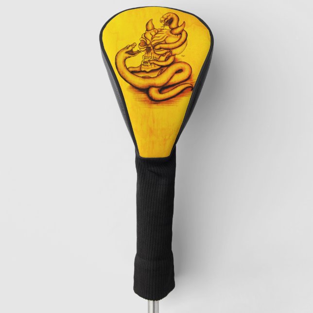 Skull - Teufelskopf mit Schlange Golf Headcover (Vorderseite)