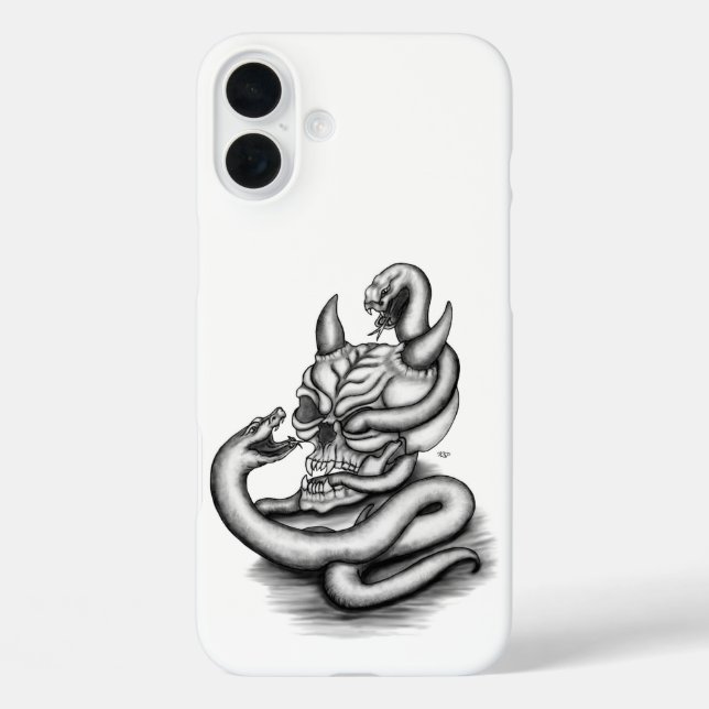 Skull - Teufelskopf mit Schlange iPhone 16 Plus Hülle (Rückseite)