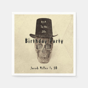 Skull Top Hat Vintag Sepia RIP bis zu seinen 20ern Serviette