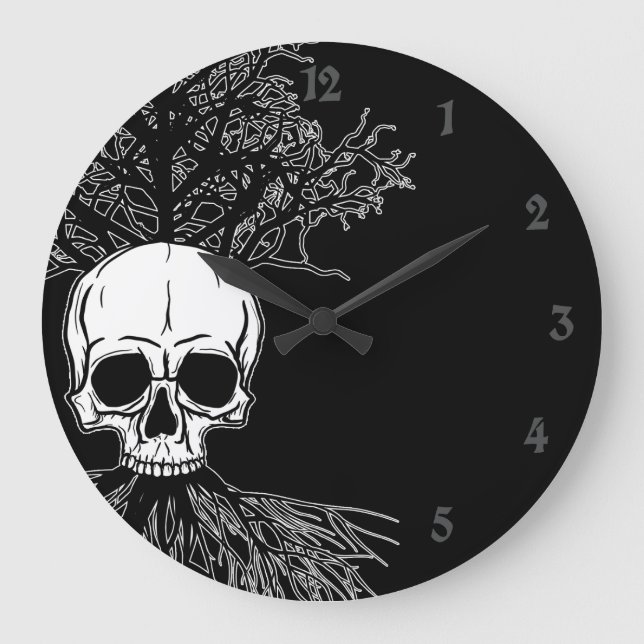 Skull & Tree Große Wanduhr (Vorderseite)